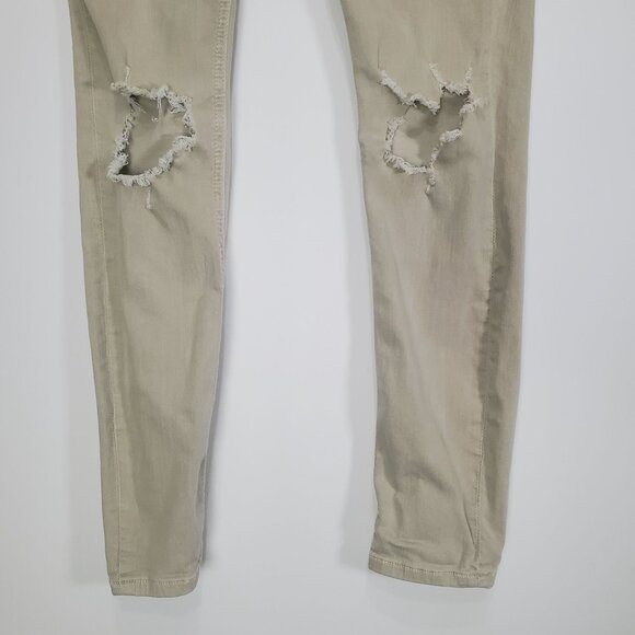 FREE PEOPLE‎ Womens Jeans SZ 27R Midrise Khaki Busted Knee Skinny Stretchy Boho - Picture 10 of 13